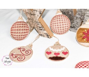 Stickserie ITH - Weihnachtskugeln Anhänger Grafisch